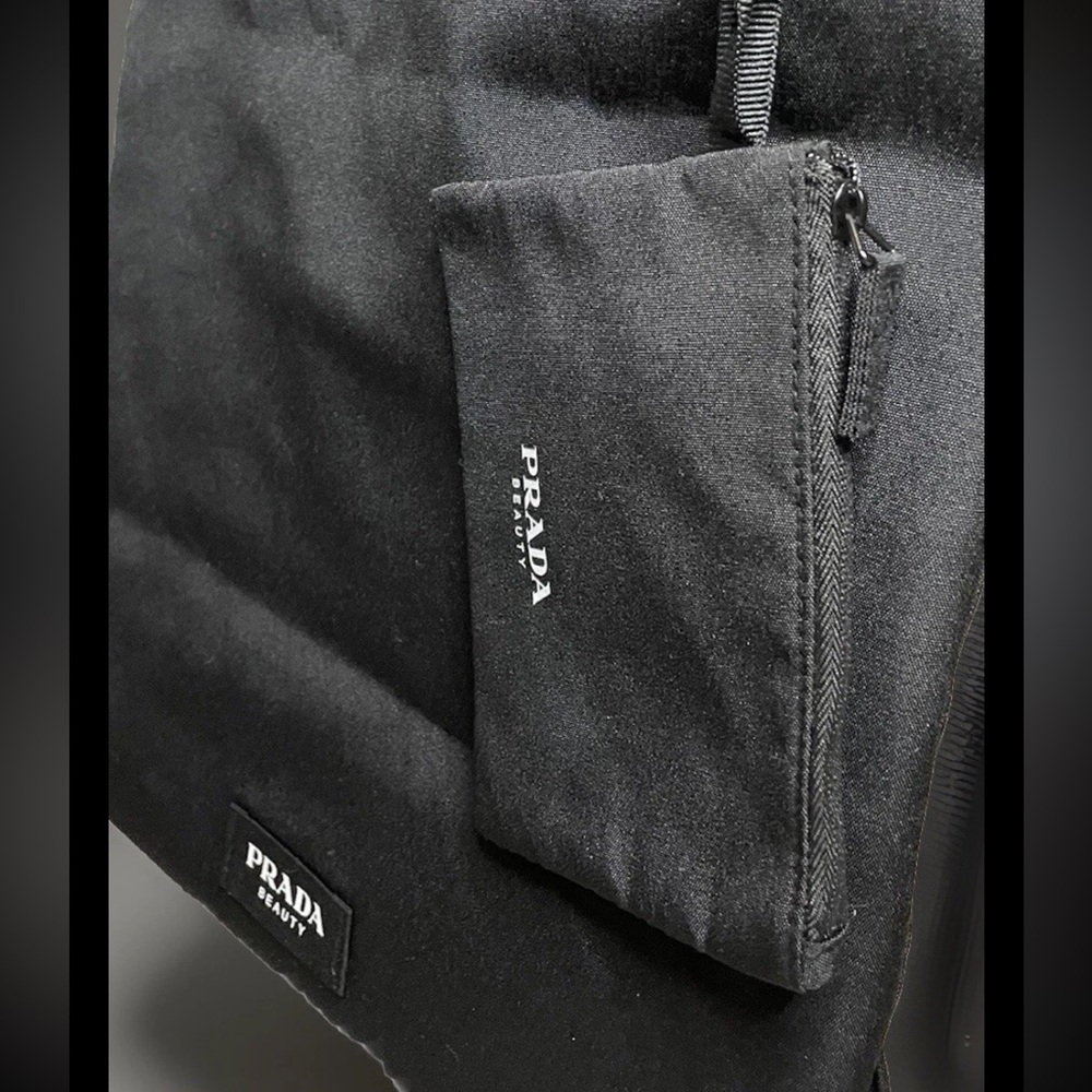 NEW Prada Beauty Reversible Large Tote Mint Green Black Nylon Tote Bag + Pouch - Picture 8 of 11